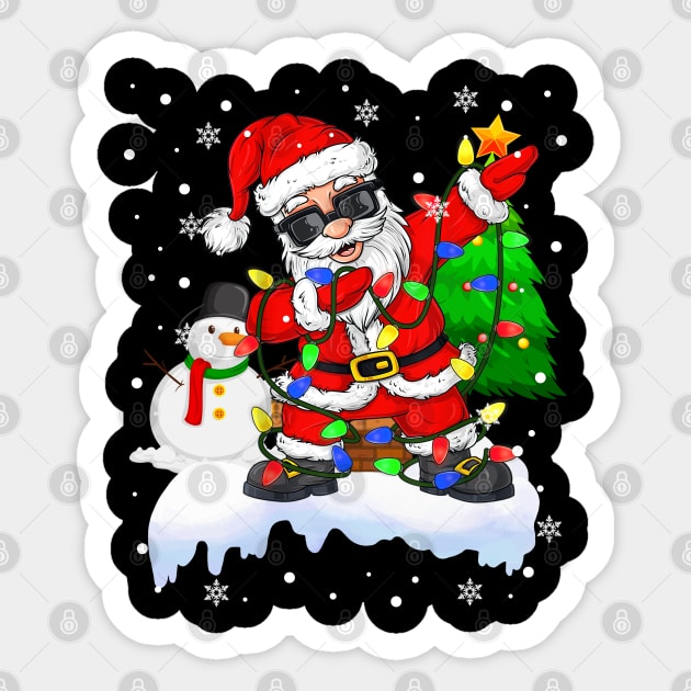 Funny Christmas Lights Dabbing Santa Snowman Xmas Dab Dance Santa Sticker by springins